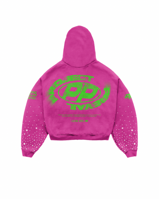 RHINESTONE HOODIE PINK