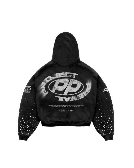 RHINESTONE HOODIE BLACK