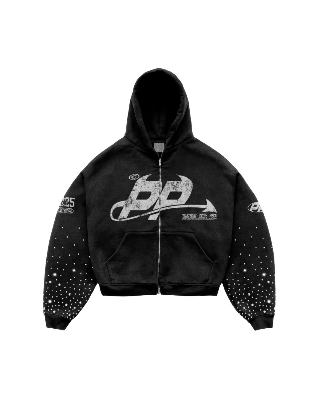RHINESTONE HOODIE BLACK