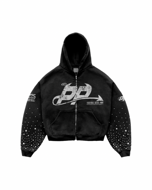 RHINESTONE HOODIE BLACK