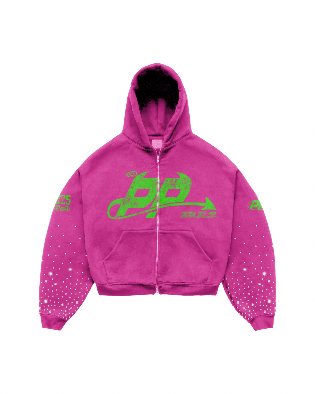 RHINESTONE HOODIE PINK