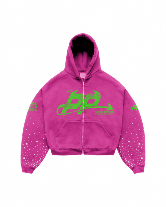 RHINESTONE HOODIE PINK